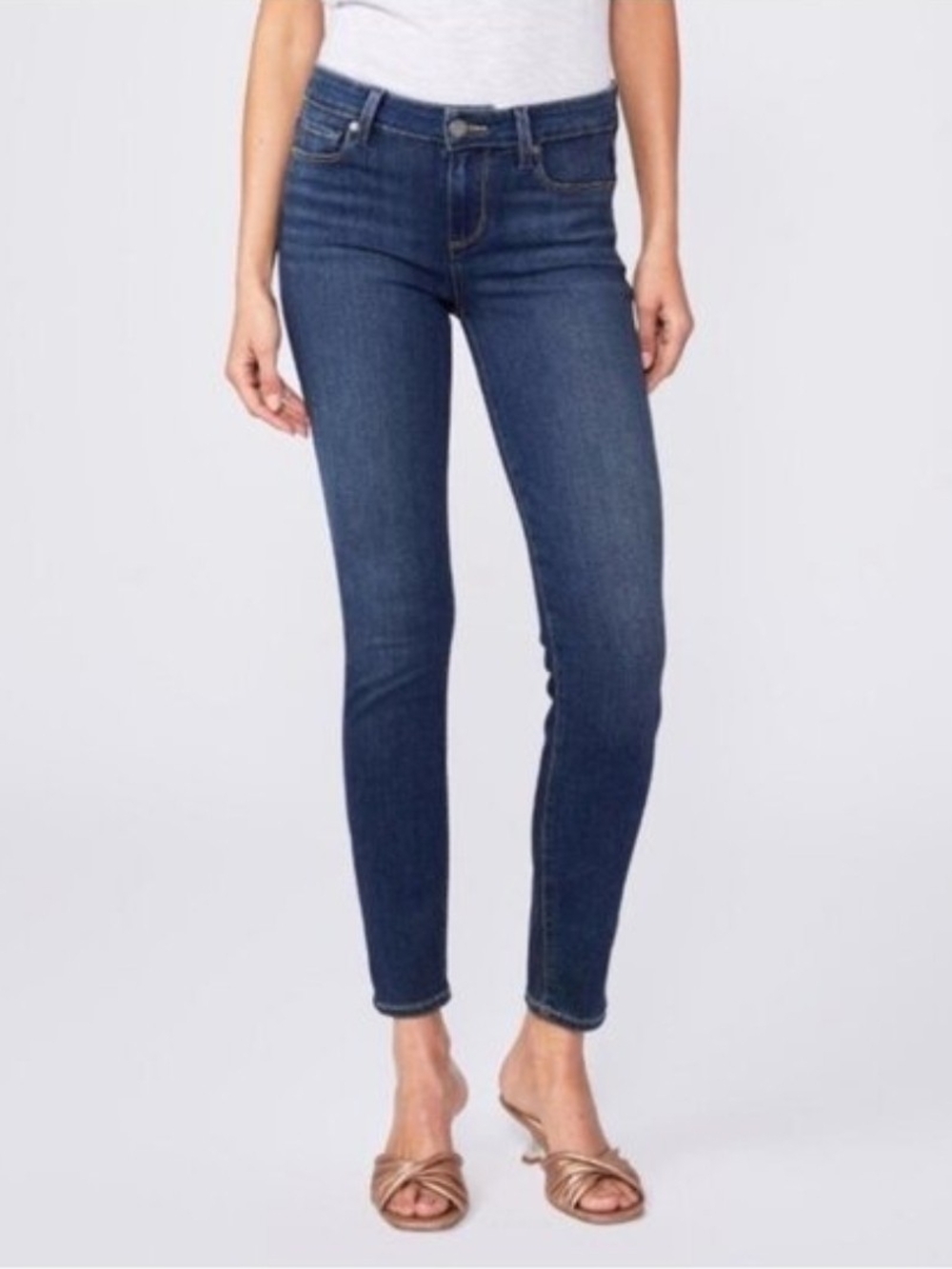PAIGE Verdugo Ankle Jeans Mid Rise Dark Wash Stretch Denim Women 28
